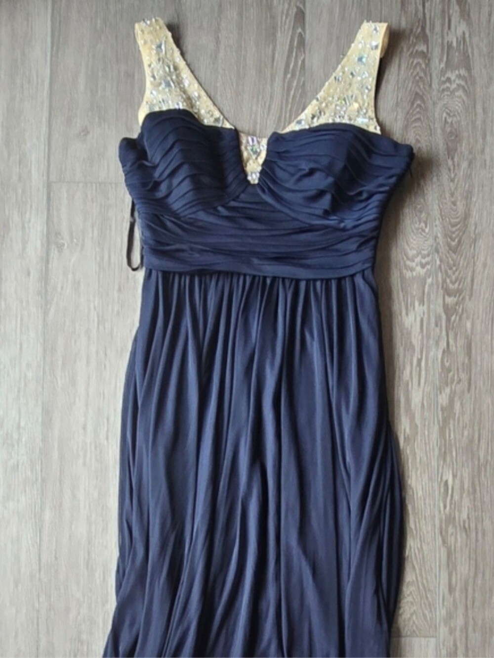 City Triangles Navy Rhinestone Illusion Cut-Out Prom Formal Gown Juniors Size 11